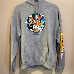 💜Disney 2023 Gray Sweatshirt Hoodie Graphic Mickey & Friends Design Disney Parks